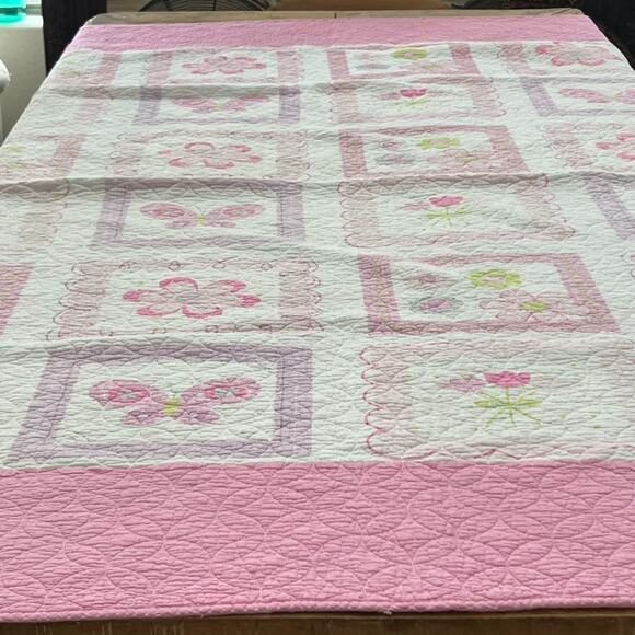 Cozy Line Home Fashions Quilt Twin Bedspread Cotton Pink Floral Reversible - Picture 1 of 15